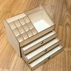 Laser Cut Desktop Storage Box With Drawers DXF File