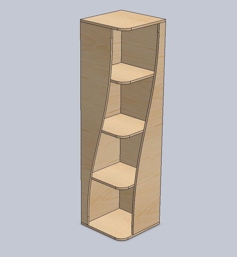 Laser Cut Twisted Bookshelf DXF File