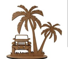 Laser Cut Beach Palm Trees Jeep Souvenir SVG File