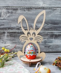 Laser Cut Cute Bunny Easter Egg Holder Free Vector