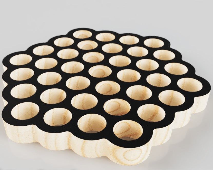 Laser Cut Round Honeycomb Trivet 37 Holes DXF File