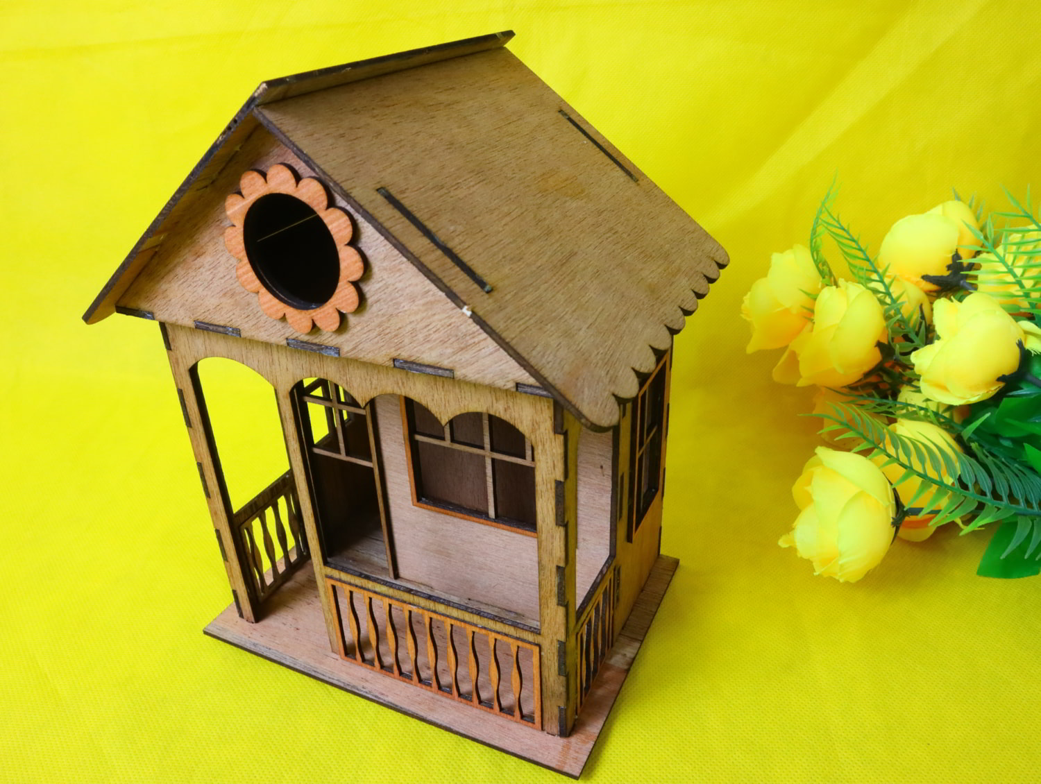 Laser Cut Wooden Birdhouse 3mm Free Vector