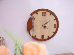 Laser Cut 3D Wooden Woodpecker Wall Clock Free Vector