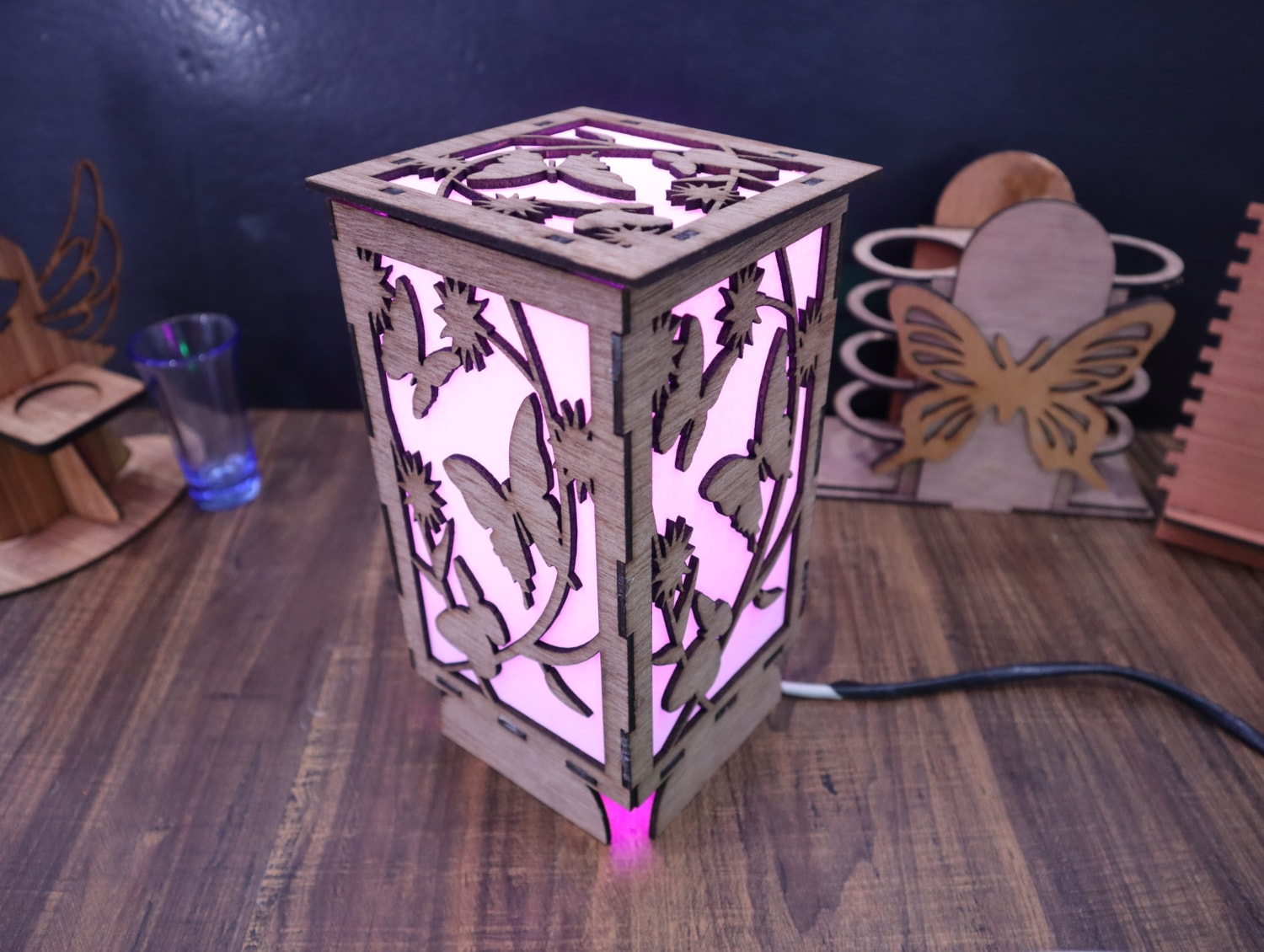 Laser Cut Wooden Shadow Box Night Lamp 3mm Free Vector