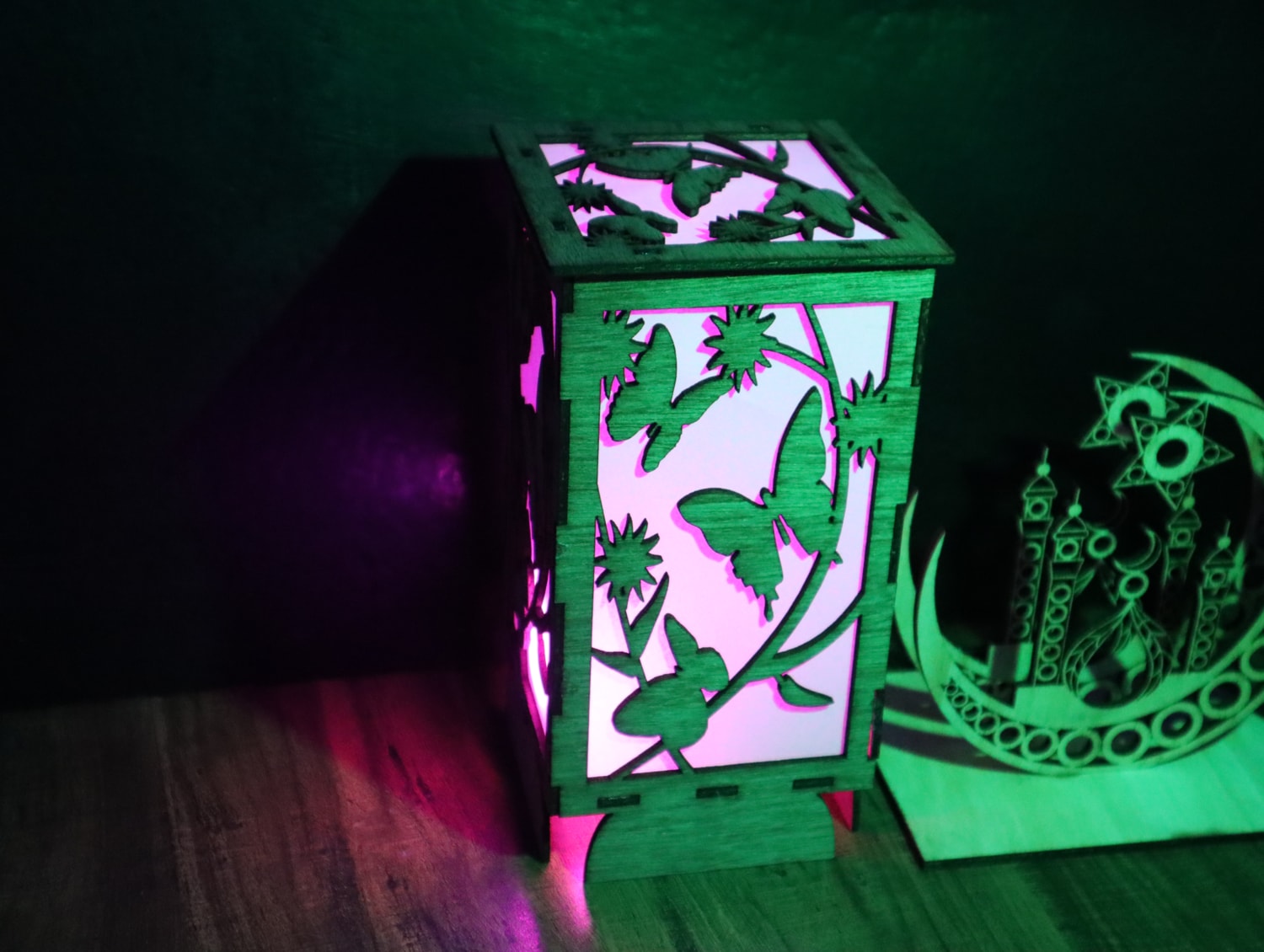 Laser Cut Wooden Shadow Box Night Lamp 3mm Free Vector