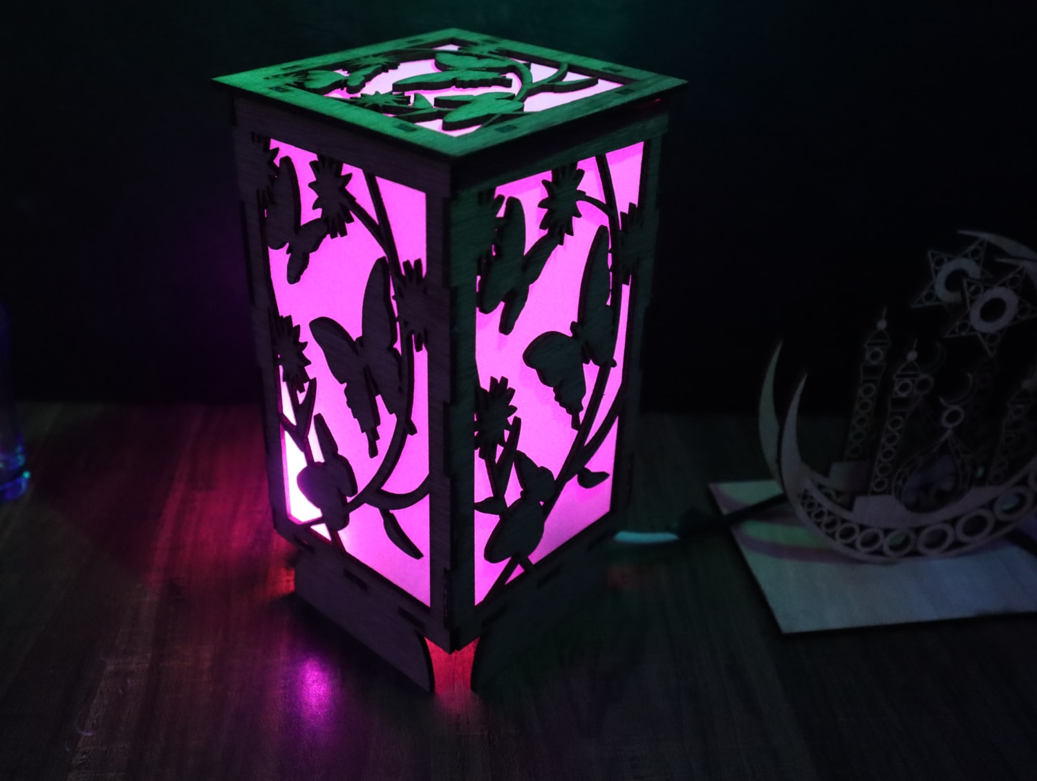 Laser Cut Wooden Shadow Box Night Lamp 3mm Free Vector