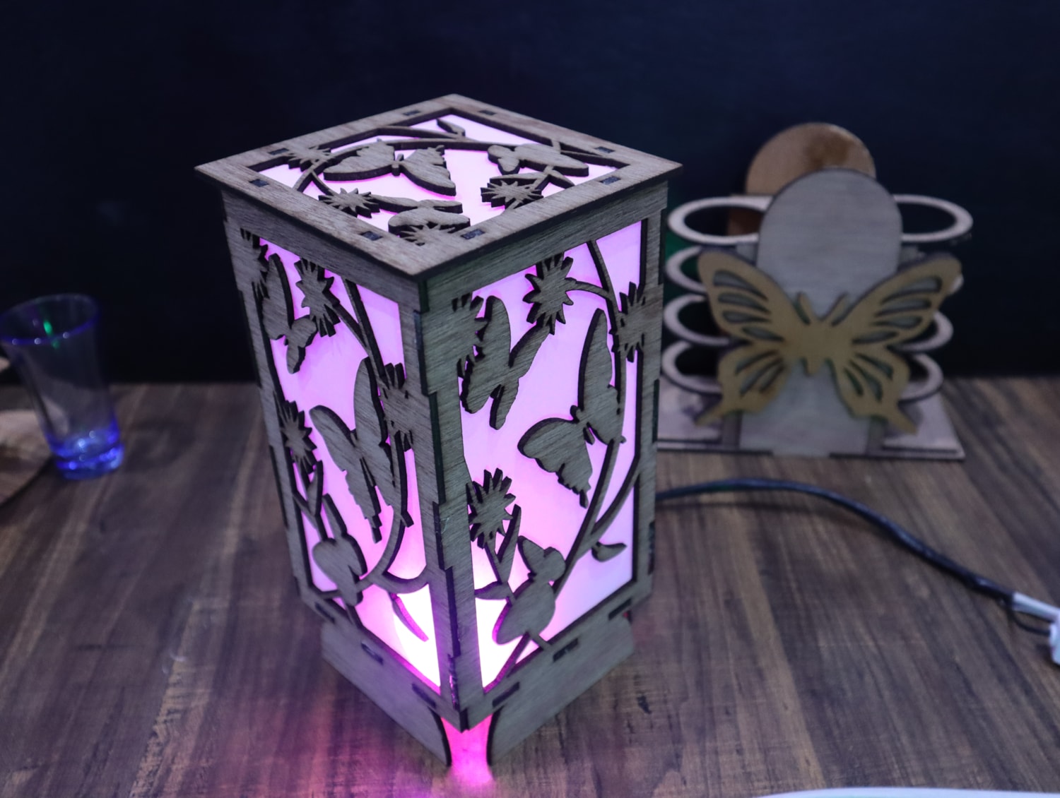 Laser Cut Wooden Shadow Box Night Lamp 3mm Free Vector