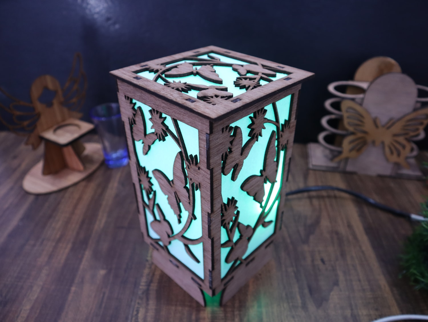 Laser Cut Wooden Shadow Box Night Lamp 3mm Free Vector