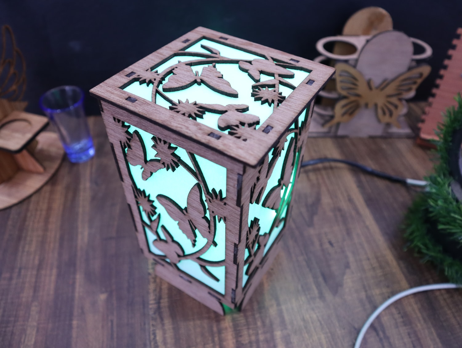 Laser Cut Wooden Shadow Box Night Lamp 3mm Free Vector