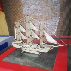 Laser Cut Wooden Sailboat Model Ship Free Vector