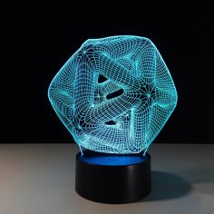 Wycinane laserowo 3D Abstrakcyjny Kształt Nocna Lampa Iluzoryczna
