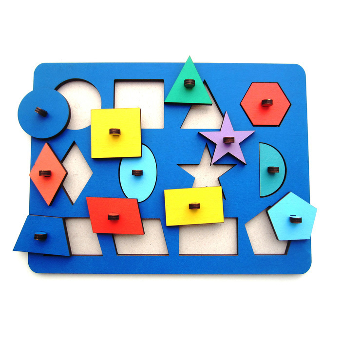 Giocattolo puzzle con piolo in legno tagliato al laser per bambini Montessori