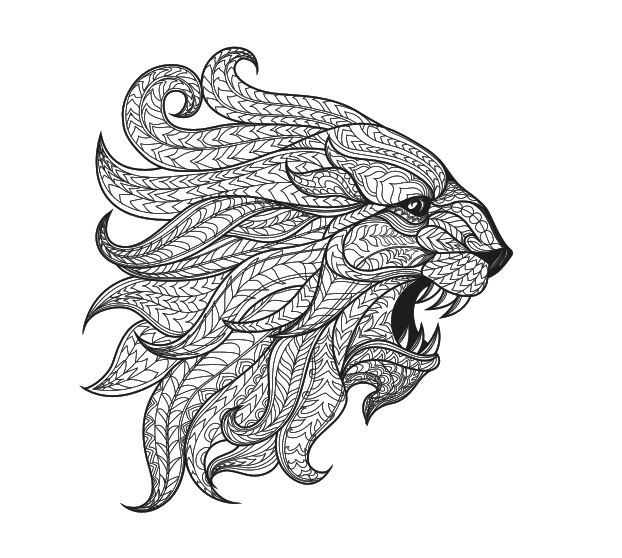 Голова льва с этническим рисунком