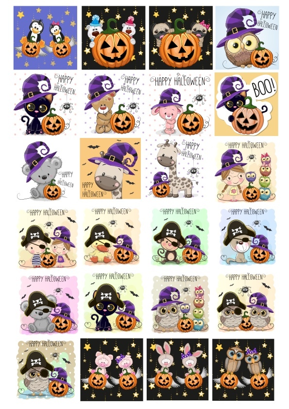 Linda colección de personajes de Halloween