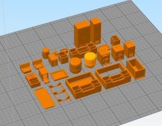 28mm Postapocalyptic/sci-fi Building Details: Furniture Greebles Set 2 3D Printer Model