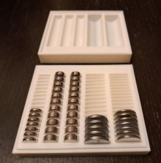 Button Cell Battery Storage Box For R54, R44, CR2023 And CR2025 3D Printer Model