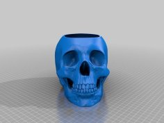 Human Skull Pot No Supports Needed 3D Printer Model