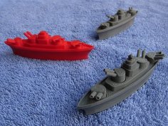 BATTLESHIPS – With Rotating Gun Turrets (No Support Required) 3D Printer Model