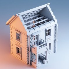 Printable Town House 1 3D Printer Model