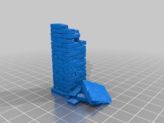 Stone Wall Pillar Damaged 3D Printer Model