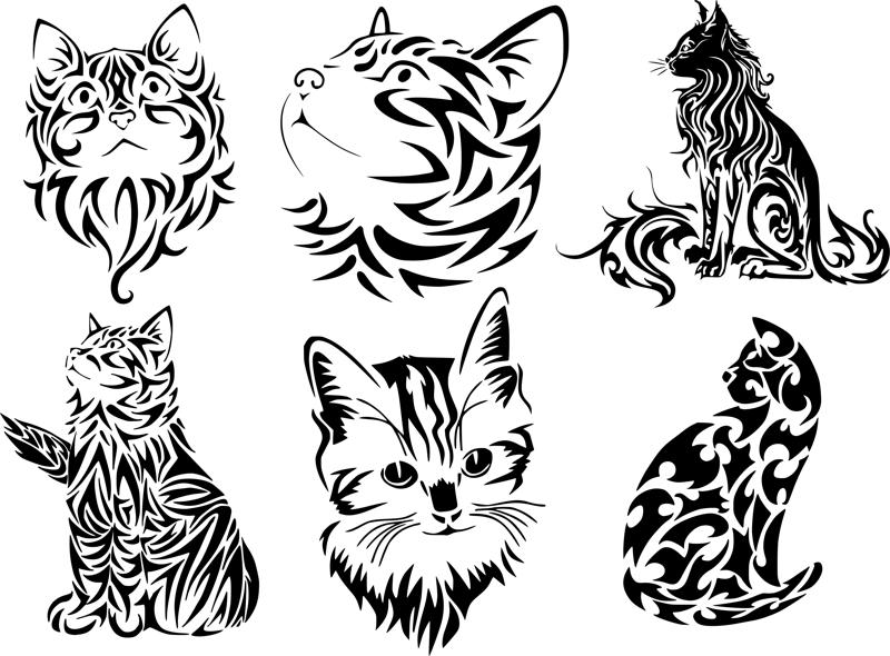 free laser cdr files Tribal Cat Download Art Tattoo Vector Vector Free cdr