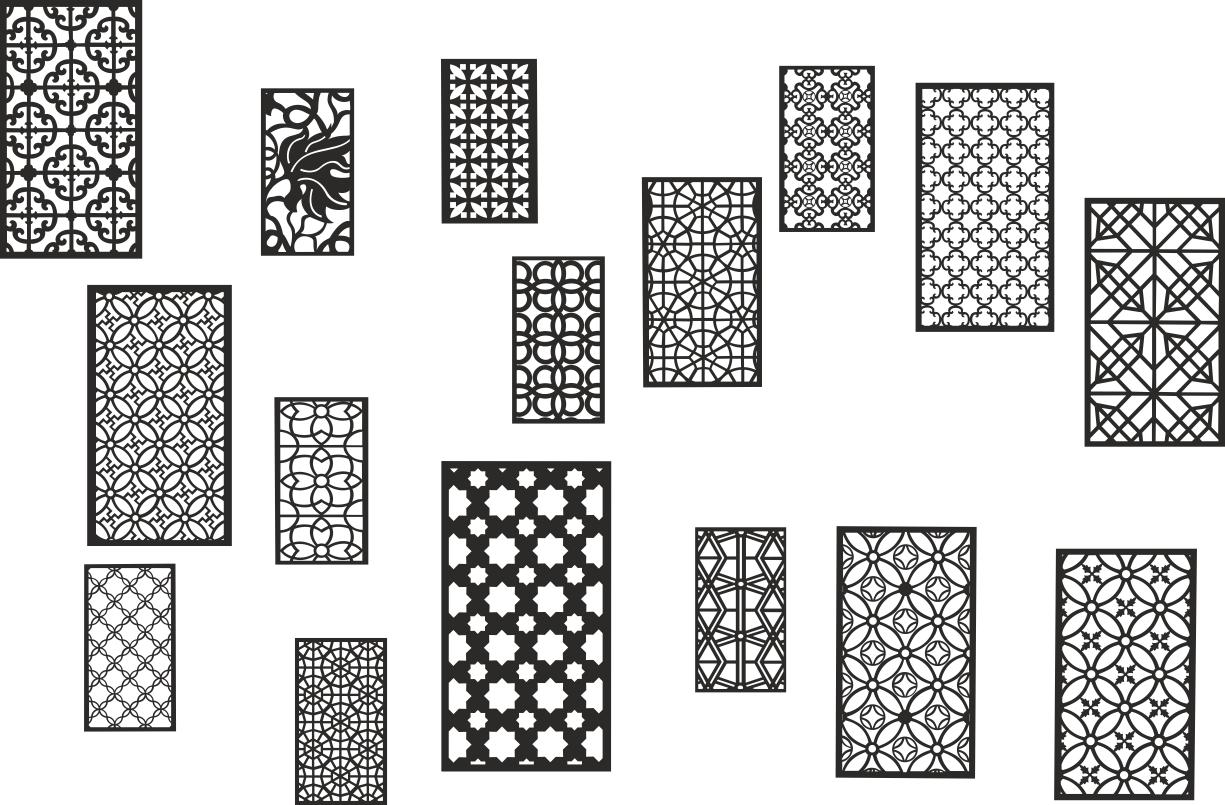 Коллекция черно-белых геометрических бесшовных узоров