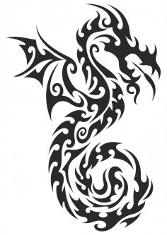 Vetor de etiqueta de tatuagem de totem de dragão