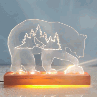Laser Cut Bear Acrylic Desk Light DXF File