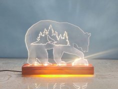 Laser Cut Bear Acrylic Desk Light DXF File
