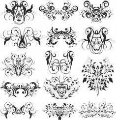 Swirl Decor Set Free Vector