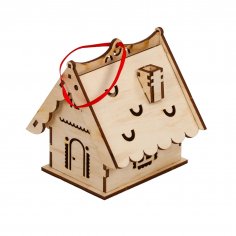 Laser Cut Christmas Wooden House Free Vector