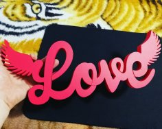 Laser Cut Romantic Love Wings Valentine Decor DXF File