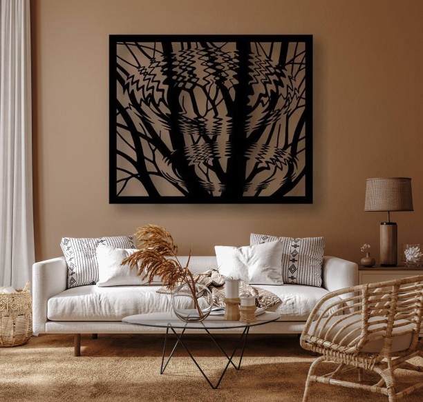 Lasergeschnittene dekorative Baum-Reflexionswand