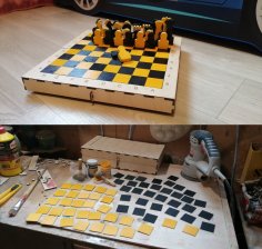 Plantilla de juego de ajedrez portátil cortada con láser
