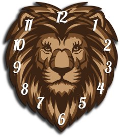 Лазерная резка шаблона настенных часов с головой льва