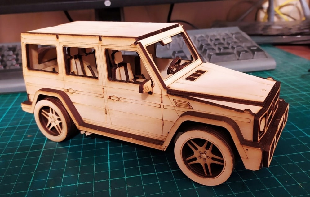 Laser Cut Jeep 3D Puzzle With Assembly Free Vector