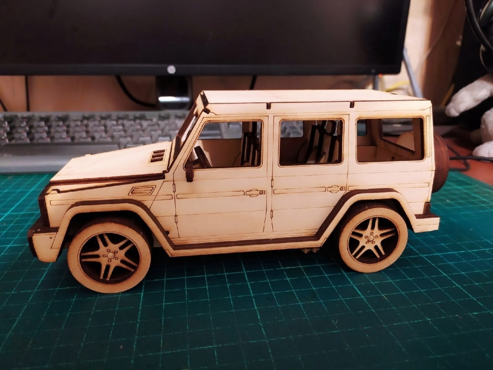 Laser Cut Jeep 3D Puzzle With Assembly Free Vector