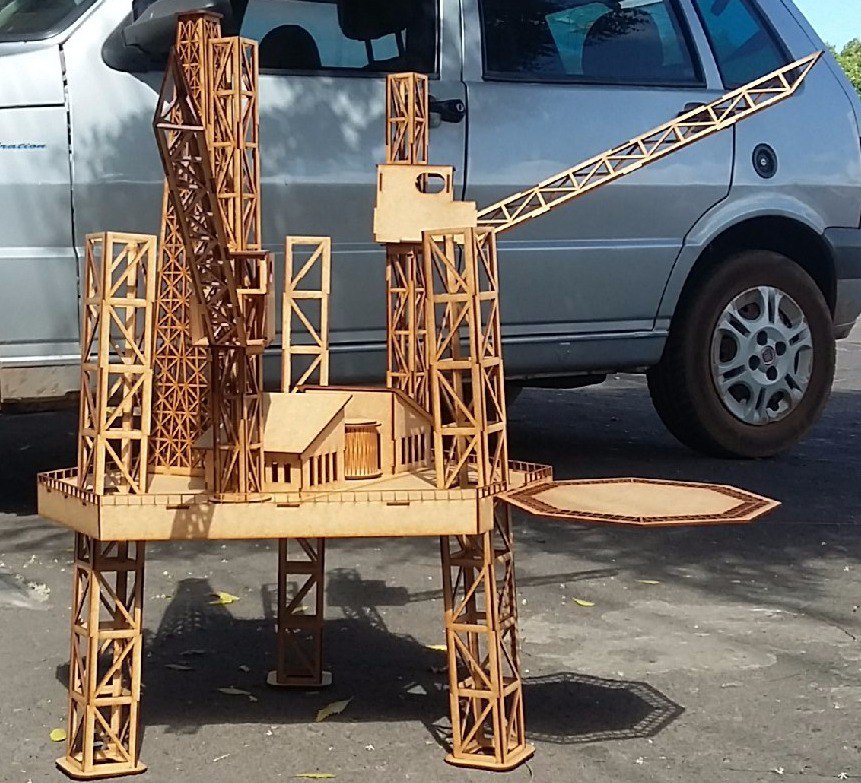 Laser Cut Oil Platform 3D Puzzle Free Vector