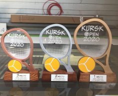 Laser Cut Tennis Racket Trophy Sports Souvenir Award Free Vector