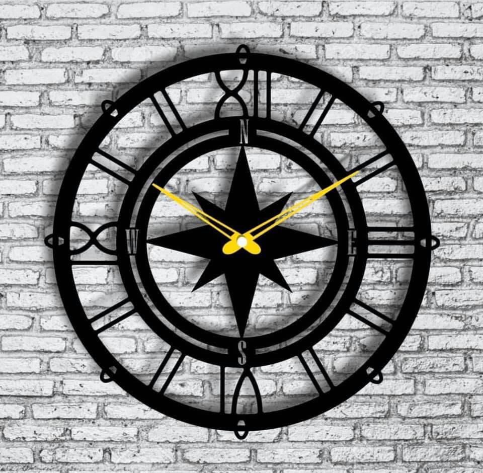 Reloj de pared con brújula cortado con láser Reloj de pared marinero