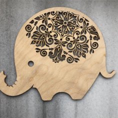 Diseño decorativo de elefante cortado con láser