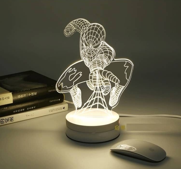 Laser Cut Spiderman Acrylic 3D Lamp Free Vector