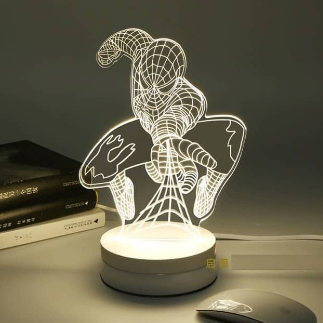 Laser Cut Spiderman Acrylic 3D Lamp Free Vector