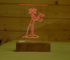 Laser Cut Pink Panther 3D Acrylic Lamp DXF File