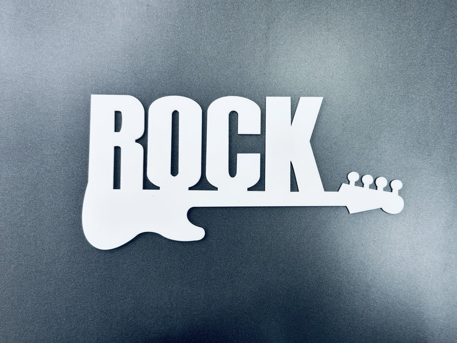 Laser Cut Word Rock With Guitar Band Wall Decor Free Vector