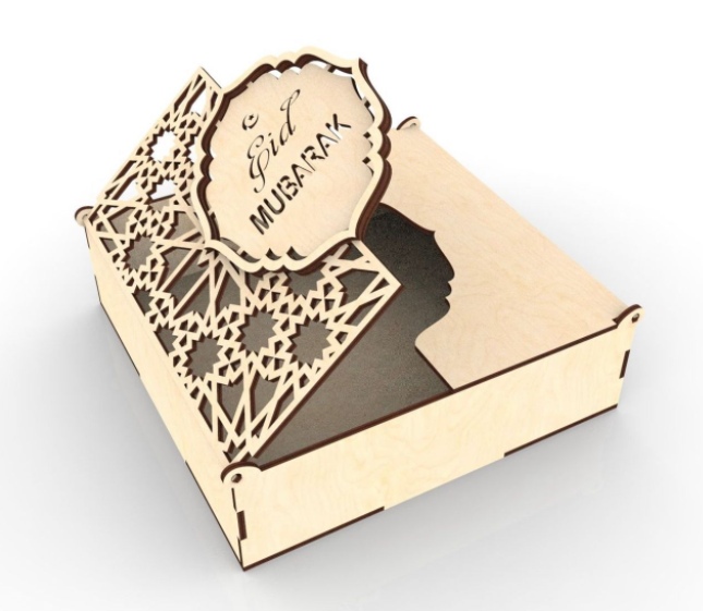 Laser Cut Eid Gift Box Free Vector