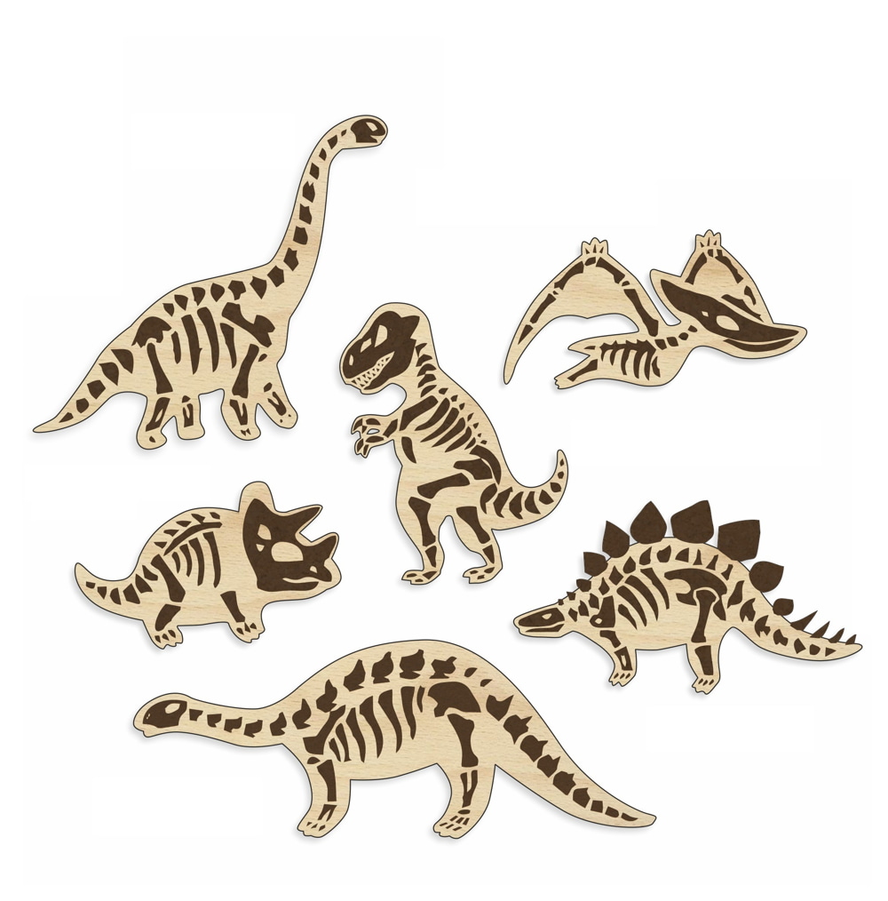 Imanes de dinosaurio cortados con láser