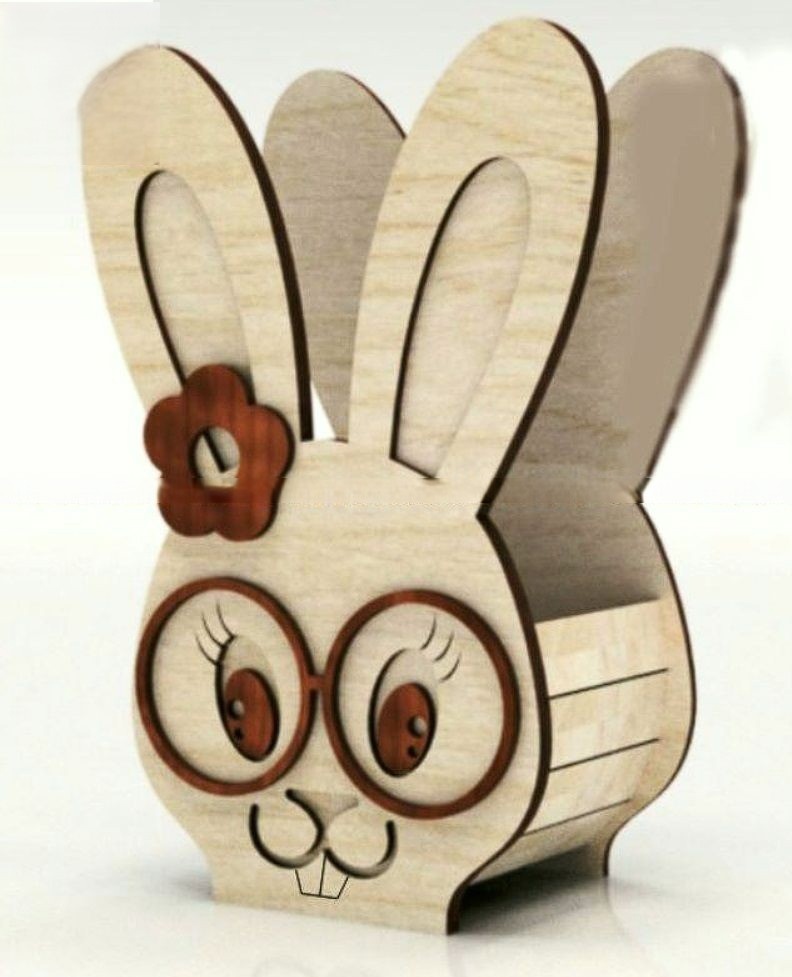 Laser Cut Bunny Easter Basket Free Vector