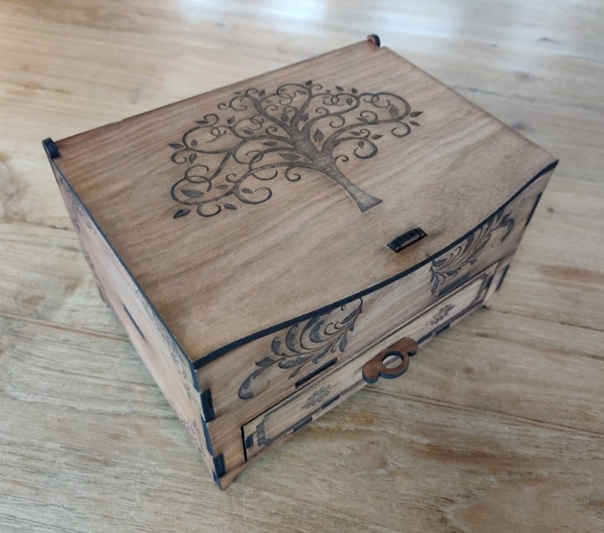 Laser Cut Jewelry Box With Drawer 3mm Plywood SVG File