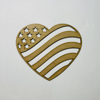 Laser Cut Wooden American Flag Heart Free Vector